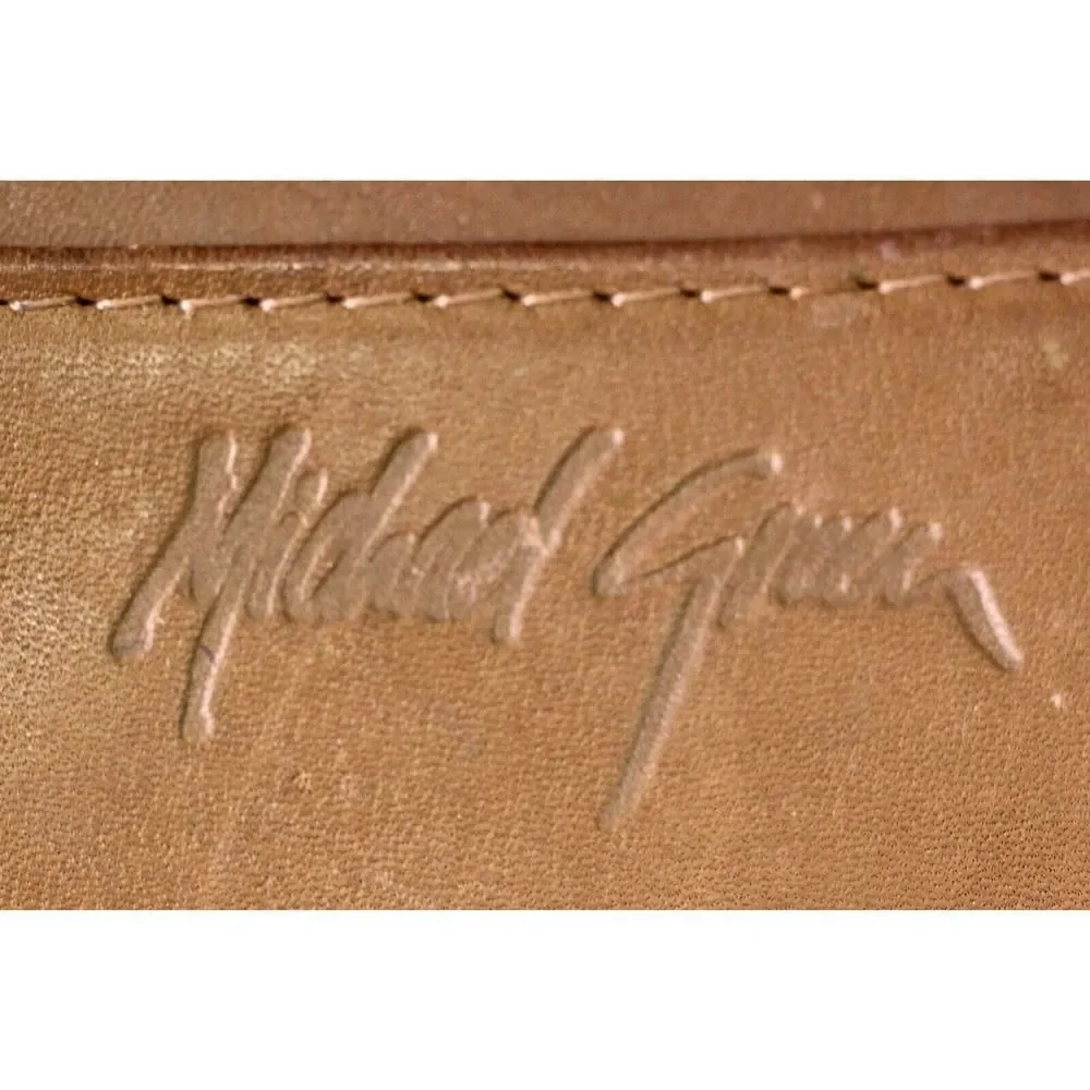CLASSIC VTG Michael Green SADDLE BEIGE GENUINE LEATHER TOP HANDLE HANDBAG TOTE